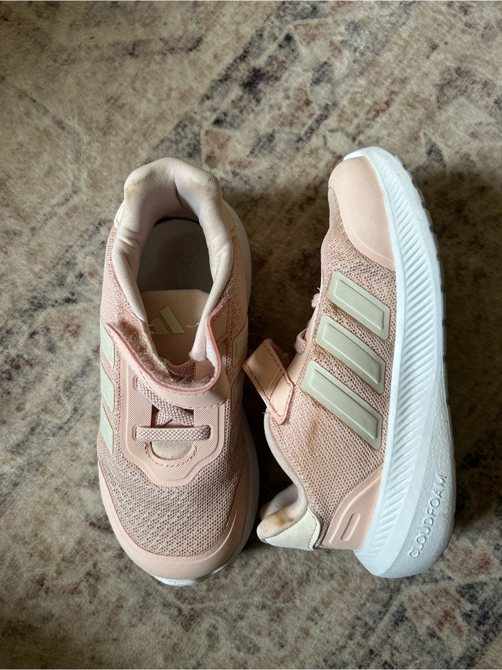 adidas Kids Pink Mesh Hook-and-Loop Sneakers